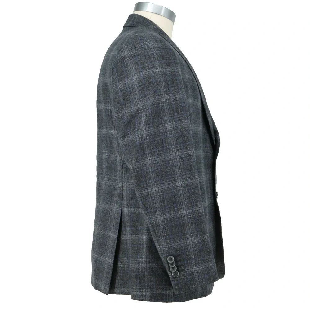 Joseph Abboud Sport Coat Mens 44S Gray Window Pane Plaid Wool Blazer Jacket